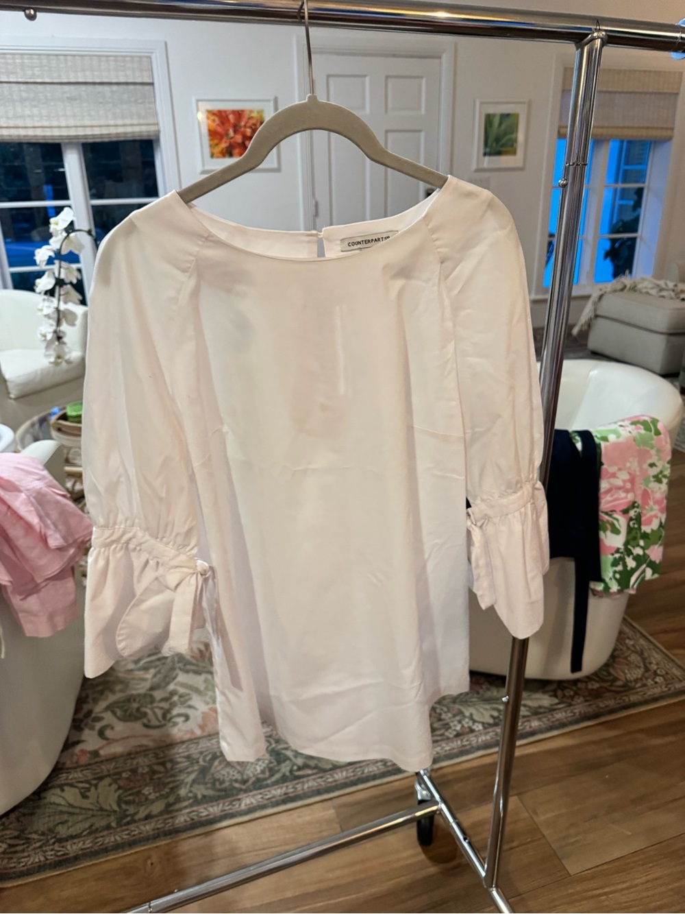 Counterparts Pale Pink Tie-Sleeve Blouse